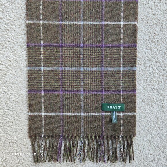NWOT Orvis Wool Scarf Green Plaid - Picture 2 of 11